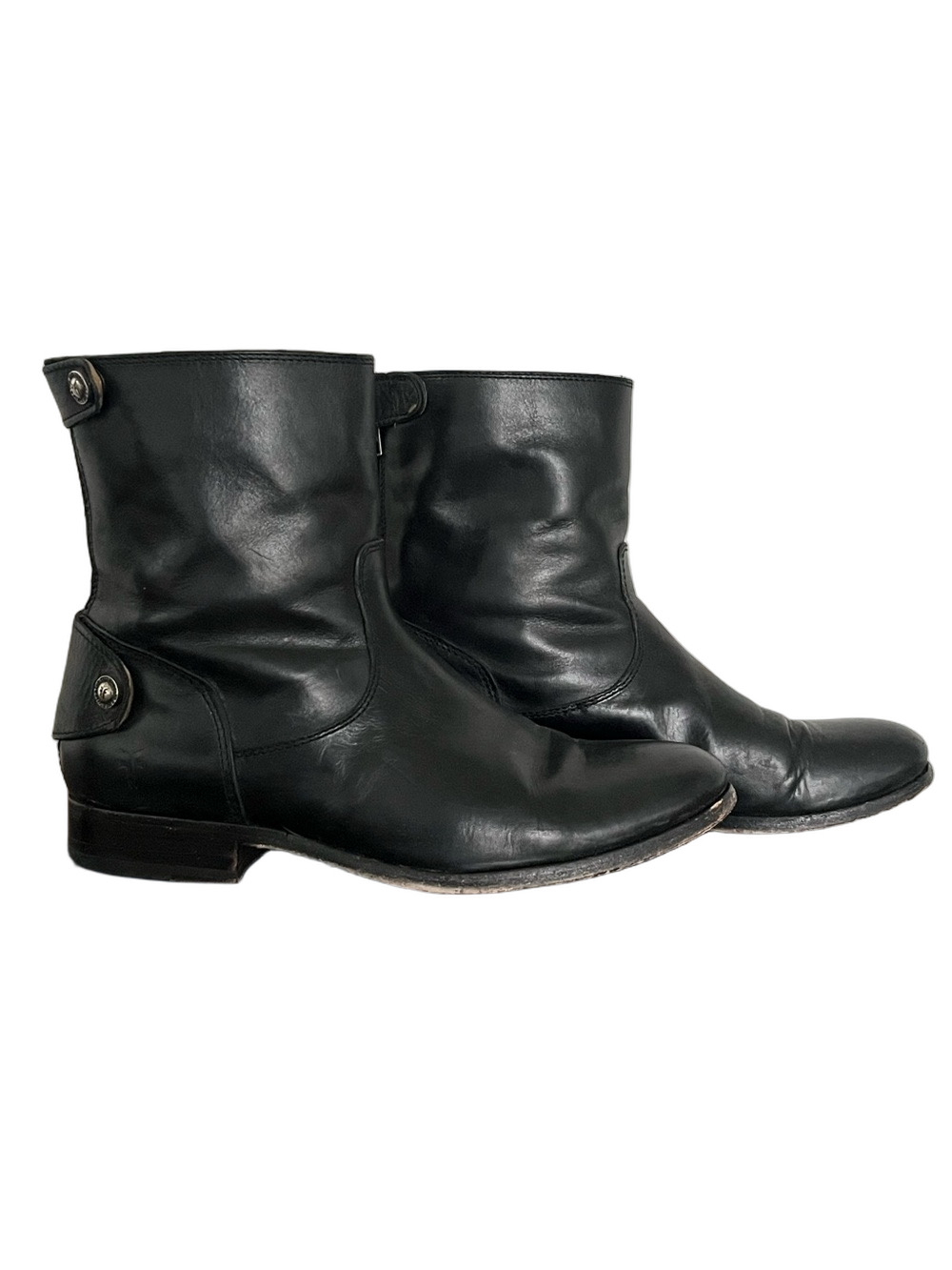 Frye Melissa Button Short Leather Boots Black Size 7.5